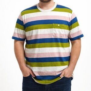 Todd Snyder Mens Multicolor Cotton Striped Short Sleeve Tee Size XXL
